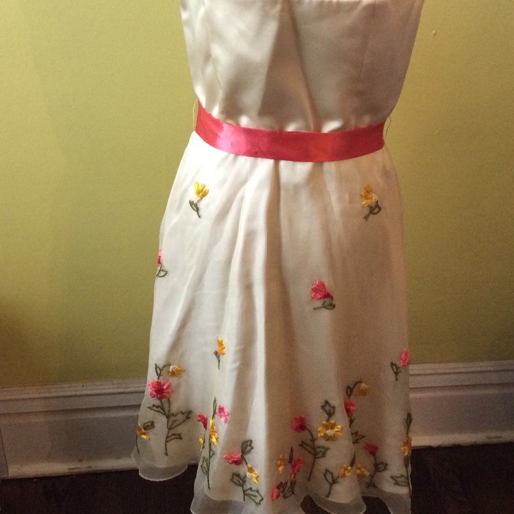 Spenser Jeremy Strapless Cream Floral Dress Sz 10 - Picture 5 of 15